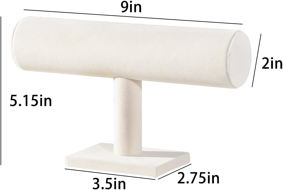 T-Bar Bracelet Holder Stand, Bracelet Jewelry Organizer Stand, Bangle Bracelet Watch Display for Selling, Scrunchie Hair Ties Jewelry Storage Rack for Women (1 tier beige)