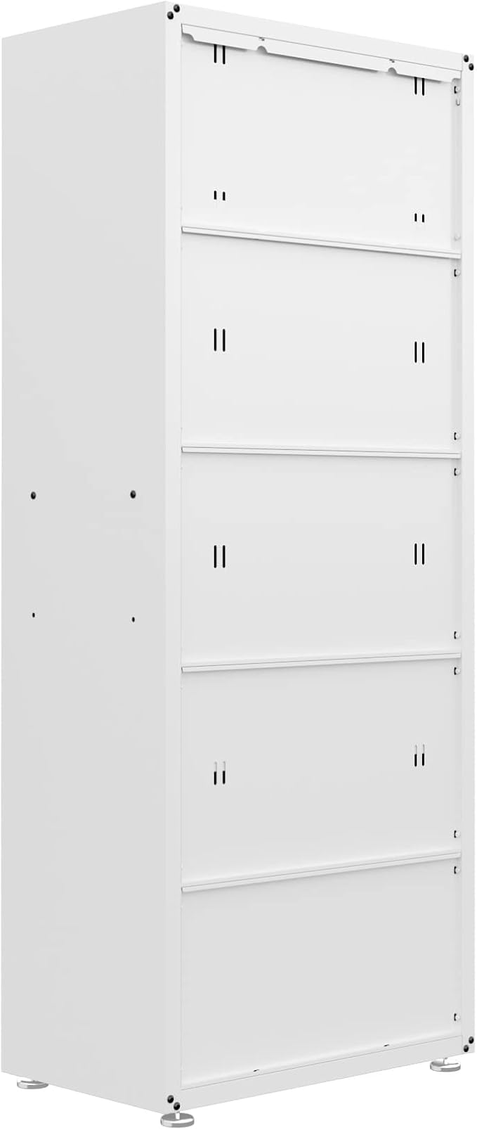 Manhattan Comfort Fortress Textured Metal 75.4" Garage Cabinet with 4 Adjustable Shelves in White