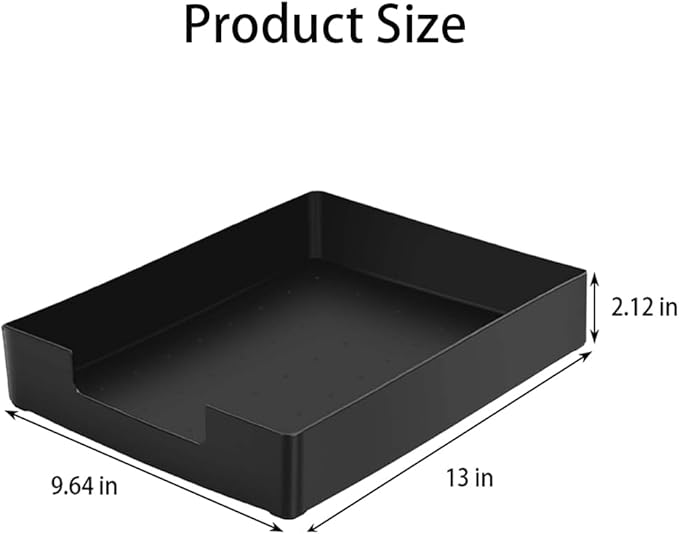 Letter-Size Tray, 2PCS Desk Drawer Organizer, A4 Stackable Plastic Paper Tray for Office, School, Home Storage and Holiday Party Organizer for Christmas Ornament Decorations (2X Black)