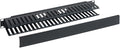 ICC 1U Finger Duct Cable Manager Panel with Cover, Plastic with Metal Back Frame, 3" Depth, Horizontal Cable Management, Rackmount for 19” Network Racks, Black, Single Pack
