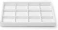 Oirlv Premium White Leather Stackable Jewelry Tray 12 Grid Jewelry Drawer Organizer Trays for Bracelets Earrings