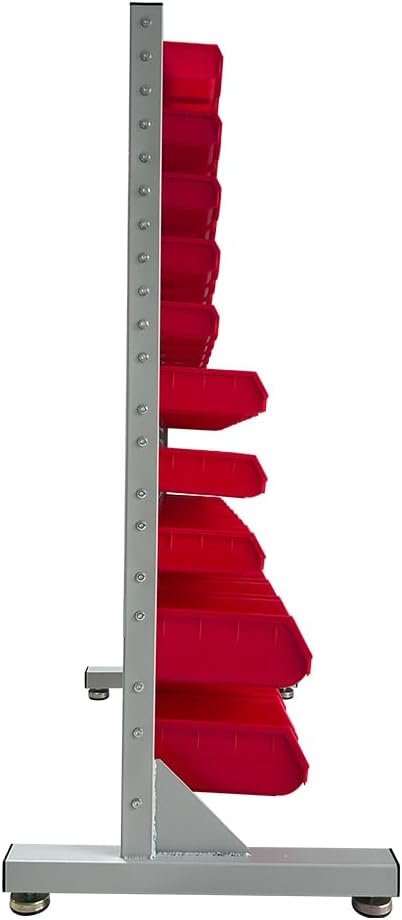 JZD Metal Bin Rack Storage Organizer System, Heavy Duty Steel Frame, 76 Plastic Bins, for Garage Workshop Factory