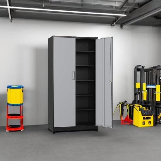 SISESOL Wide & Deep Metal Storage Cabinet with 5 Adjustable Shelf,72" Tall Garage Storage Cabinet with Lock,Metal Cabinets with Locking Doors,Lockable Steel Cabinets for Home,Office,Garage Locker