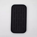 Silicone Organizer Tray, Soap and Sponge Holder for Kitchen Sink, Bathroom - Storage Tray for Dish Brush, Soap Dispenser, Dishwashing Accessories (Black 10x5.3in)