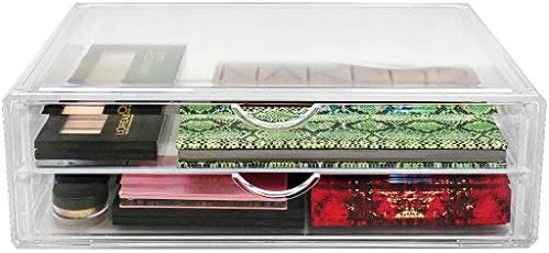 Sorbus Large Stackable Acrylic Drawers - 2 Clear Storage Drawers for Organizing Make up, Nail Polish, Hair Accessories, and Beauty Supplies - Makeup Organizer for Vanity, Bathroom Organizer Countertop