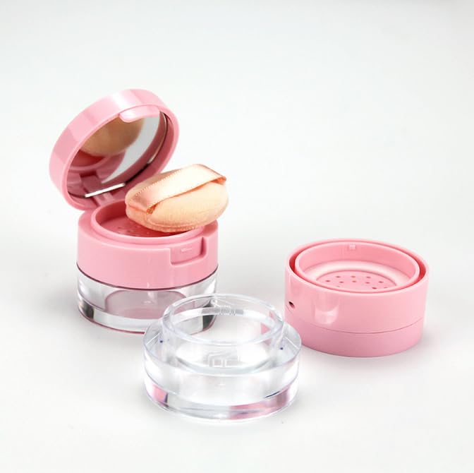 1Pcs Plastic Loose Powder Jar Makeup Powder Case, 3g Leak-free Reusable Plastic Powder Box Circular Convenient Flip Mini Powder Box