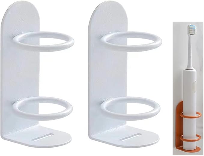 Mighty Eco-Friendly Wall Toothbrush Holder for Bathroom - No Drilling, 2Pack (White)