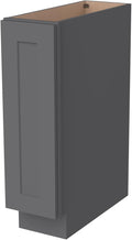 Solid Wood RTA Tray Base Cabinet with Full Height Door & Adjustable Shelf – Shaker Style Kitchen Storage Organizer, Durable Plywood Construction, Easy Assembly 9”W x 24”D x 34.5”H (Pebble Gray)