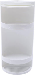 3 Tier Corner Shelf Stand, Cosmetic Skincare Organizer for Bathroom & Vanity, Tabletop Storage Rack Cabinet for Small Space, Waterproof Stand with 360° Rotating Door, 8 x 8 x 23.6, White