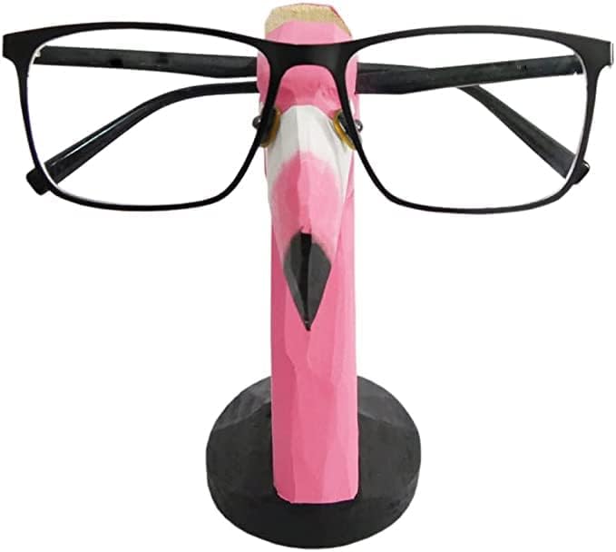 Red Dollar Handmade Wood Carved Animal Eyeglass Holder, Cute Sunglasses Display Stand, Nightstand Home Office Desk Decor, Christmas Holiday New Year Business for Men Women Adults
