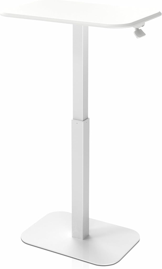 Ergohome™ ELEVANCE Table™ Height Adjustable Minimalist Tables, Laptop Desk, Living Room, Small Side Table, Drink Coffee End Table, Sofa Table, Study and Small Spaces (White Base Cloud White Top)