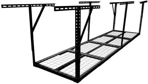 LuckyNote】2x8FT Overhead Garage Storage Rack,Adjustable Storage Organization System,Heavy Duty Metal Garage Ceiling Storage Racks,450lbs Weight Capacity,Black Color,96x24x38.6 Inches,Adjustable 22-40