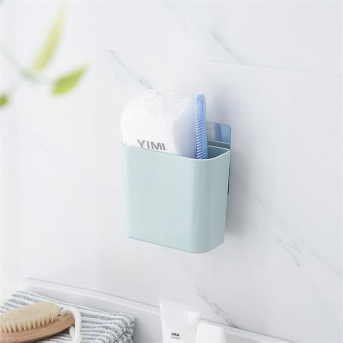 Multipurpose Wall Mount Toothbrush Holder, Self Adhesive Toothbrush Storage Organizer for Shower, Toothbrush Hanger for Toothpaste, Comb, Facial Cleanser (Blue)