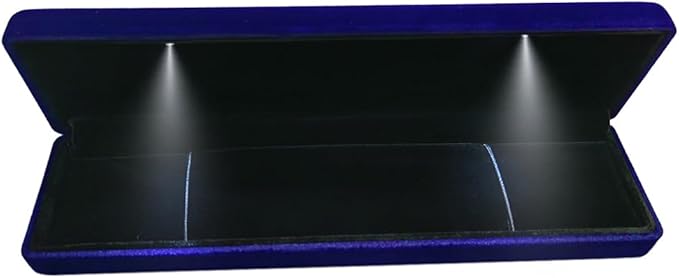 GBYAN Velvet Chain Necklace Box with LED Light, Long Bracelet Storage Case, Jewelry Display Gift Box for Engagement, Anniversary,Wedding and Birthday,Blue