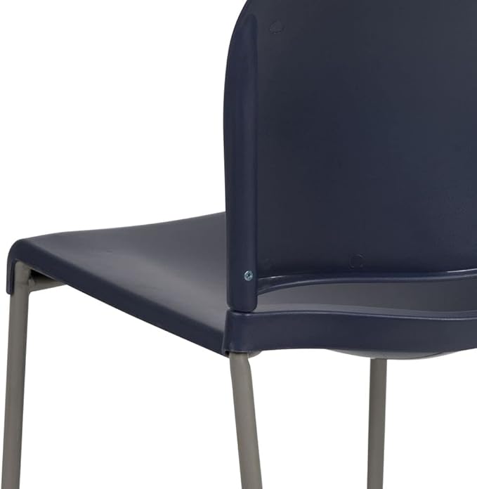 Flash Furniture HERCULES Series 880 lb. Capacity Navy Full Back Contoured Stack Chair with Gray Powder Coated Sled Base