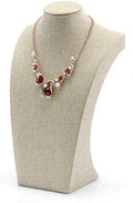 Beige Linen Necklace Display Bust - 13.7" Jewelry Holder for Necklaces, Bracelets, Figure Display Stand (35x20cm)