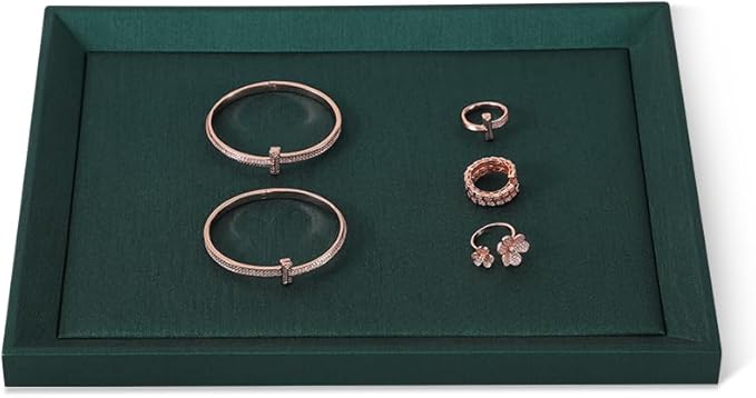 Jewelry Display For Selling, Leather Tray,Premium Green Jewelry Flat Tray,Mens Jewelry Tray For Jewelry Store Display