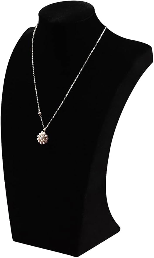Coward Necklace Bust Stand for Selling Show, Black Velvet Necklace Jewelry Display Holder for Home Use or Store Shop Show (11" Hight)