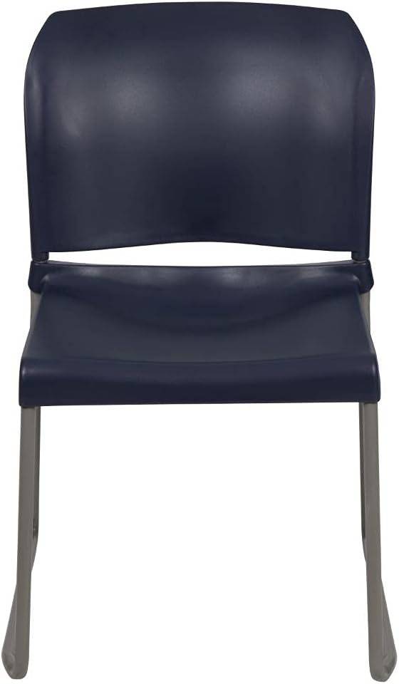 Flash Furniture HERCULES Series 880 lb. Capacity Navy Full Back Contoured Stack Chair with Gray Powder Coated Sled Base