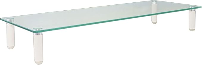 Kantek Glass Monitor Riser with 5mm Tempered Glass Platform and 40-Pound Capacity, 22-Inch W x 8.25-Inch D x 3.25-Inch H, Clear Glass (MS370)