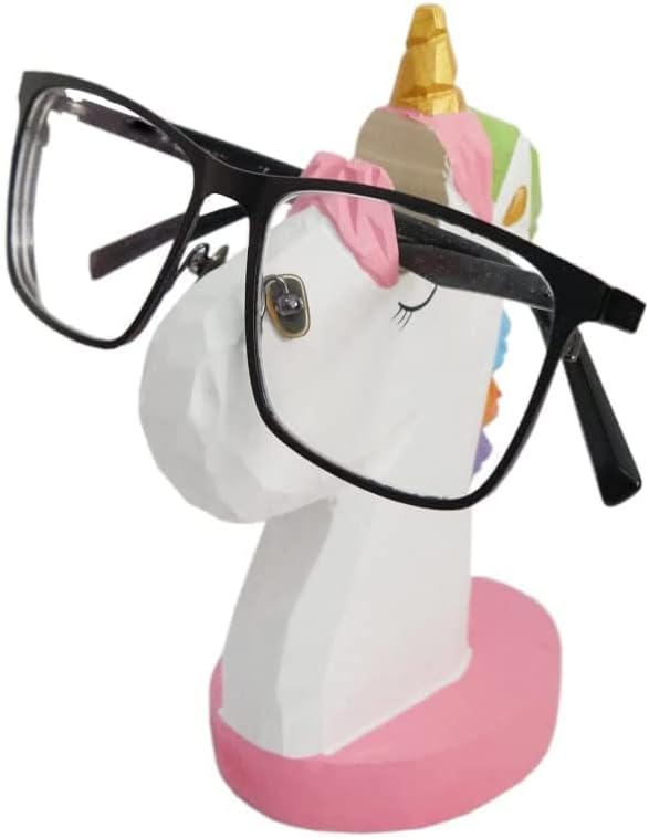 Red Dollar Handmade Wood Carved Animal Eyeglass Holder, Cute Sunglasses Display Stand, Nightstand Home Office Desk Decor, Christmas Holiday New Year Business Gift for Men Women Adults (Rainbow)
