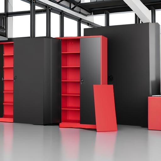 Letaya Metal Storage Cabinets with Lock, 71" Tall Locker Organizer Steel Cabinets, Adjustable Shelves 2 Doors for Home, Office, Warehouse,Garage,Industrial,Employee Lockers (Style B, Black Red)