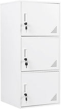 3 Door Metal Locker Steel Storage Cabinet, Office Storage Lockers for Employees, Vertical Metal Cabinets for Home,Office,School,Room Storage Organizer (White)