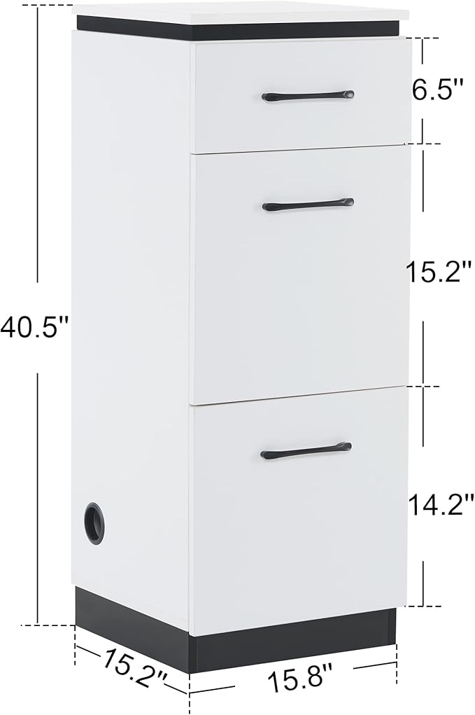 BarberPub Storage Cabinet for Barber Salon, Organizer with Tool Drawers for Hair Styling, Multi-Use Beauty Equipment, 2002 (White)