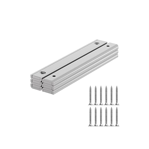 Super Strong Neodymium Rectangular Channel Magnet - 5.00" Length- 6 Pack,Pot Magnets with Matching Screws,Strong Rare Earth Magnets with Countersunk Holes,Magnetic Knife Tools Holder