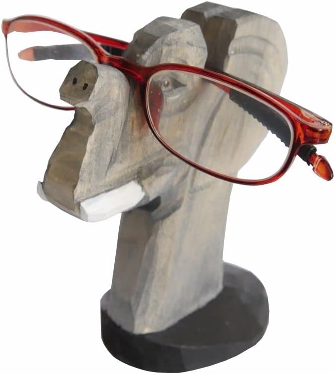 Red Dollar Handmade Wood Carved Animal Eyeglass Holder, Cute Sunglasses Display Stand, Nightstand Home Office Desk Decor, Christmas Holiday New Year Business Gift for Men Women Adults (Elephant)