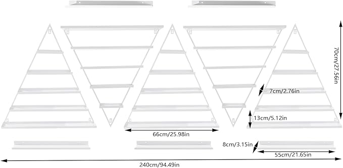 10PCS Triangular Nail Polish Racks, 5 Tiers Wall-Mounted Nail Polish Racks Essential Oil Organizers Cosmetic Display Rack Lipstick Perfume Wall Shelf for Home Spa Nail Salon Shop(White)