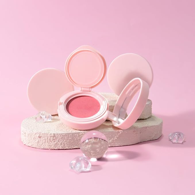 Powder Matte Blush Cheeks Face Makeup for Women With Mirror and Powder Puff Monochrome Blushes Lightweight,Smooth,Blendable,Fade and Transfer-Resistant Baked Blush,Effortless Matte Natural Finish