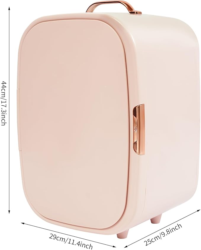 Mini Skincare Fridge,12L Makeup Cosmetics Refrigerator Beauty Fridge for Cosmetic Storage Skincare Fridge Portable Small Refrigerator for Cosmetics, Skin Care (Pink, Without ED Light Mirror)