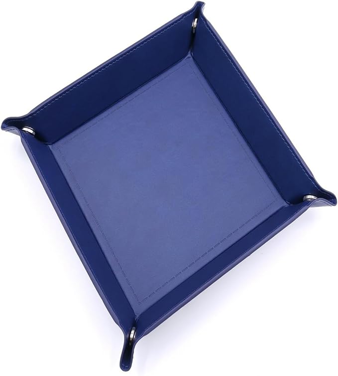 siduater Valet Tray Desktop Storage Organizer – Vegan Leather Catchall Tray Bedside Vanity Tray Nightstand Caddy Holder for Remote Controller, Watch, Keys, Phone, Wallet, Coin, Jewelry, Navy