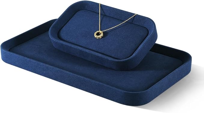 Jewelry Display, Microfiber Valet Tray,Luxury Jewelry Drawer Organizer,Premium Flat Tray,Blue Jewelry Tray