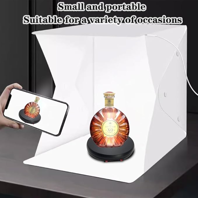 JAYEGT Motorized Rotating Display Stand with LED Light , 10 inch /55lbs Load, 360 Degree Electronic Photography Turntable for Product Show, Jewelry, Crystal Art (Black / 5 Colors LED Light /Rechargeable)