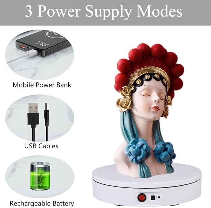 JAYEGT Motorized Rotating Display Stand, 220 Lbs Load, 360 Degree Electric Rotating Turntable for Photography Products Display， Show,Remote Control Angle, Speed (White/ 11.8inch /Rechargeable/Adapter)