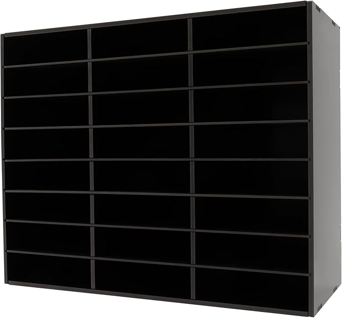 Mail Sorter Organizer, 24 Compartments Mailbox for Classroom, Desktop File Organizer with Adjustable Shelves, for Office Home Classroom, Black