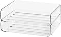 2-Tier Acrylic Paper Tray Organizer-Low-ProfileDesk File Sorter for Office/Home, Clear Stackable LetterTray for Bills, Crafts, Notebooks