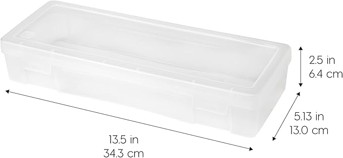 IRIS USA Pencil Case Box Storage Container for Organizing with Snap Lid, 10-Pack, Big Capacity Stackable Plastic Pen Pouch for Craft Hobby Art Supplies Journaling Stationery Sticker, Clear, Large