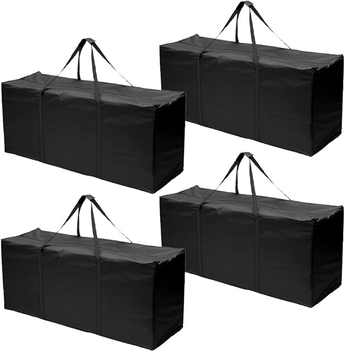 4 Pack Outdoor Cushion Storage Bag Large Storage Bags with Zipper 68" x 30" x 20" inch Waterproof Heavy Duty for Patio Cushion, Comforter, Pillow, Furniture, Toy, Christmas Tree Storage(4)