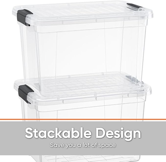 Superio Clear Storage Boxes with Lids, 8.75 Quart Plastic Container Bins for Organizing, Stackable Crates, BPA Free, Non Toxic, Odor Free, Organizers for Home, Office and Dorm, 8 Pack