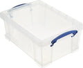 Really Useful Box 9 Liter Plastic Stackable Storage Container with Snap Lid & Built-in Clip Lock Handles for Home or Office Organization, Clear