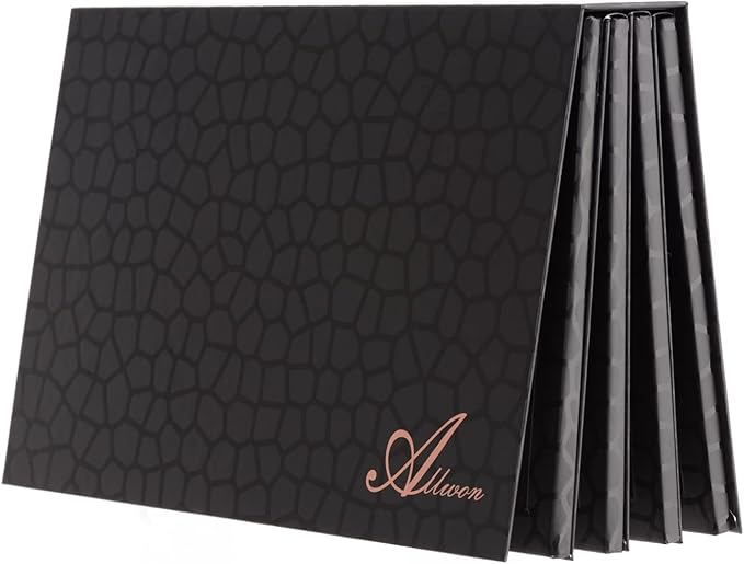 Allwon 4-Layer Book Shaped Magnetic Palette Large Empty Makeup Palette Storage Box for Eyeshadow Lipstick Blush Powder (Black)