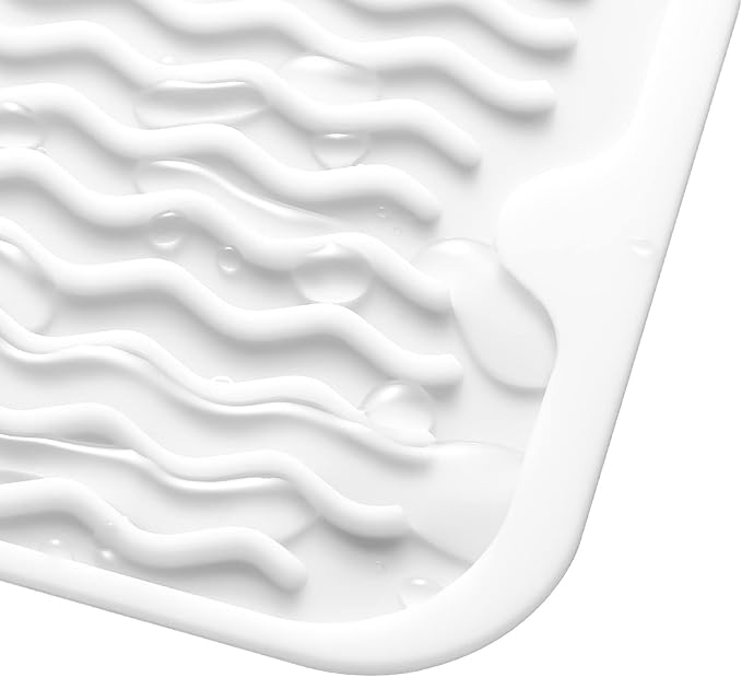 Silicone Dish Drying Mat for Multiple Usage,Easy clean,Eco-friendly,Heat-resistant Silicone Mat for Kitchen Counter or Sink,Refrigerator or Drawer Liner White S 12 inches x 6 inches