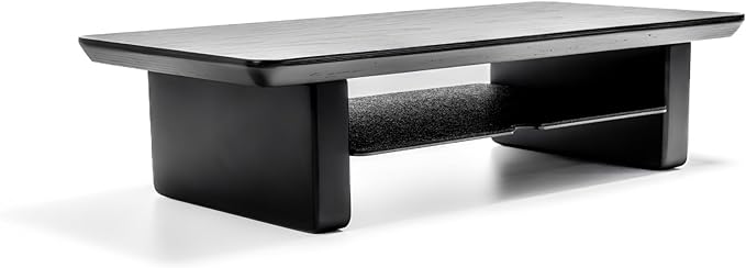 Raico Desk Cockpit Shelf Monitor Stand System Dual Screen Setup Wood Large Desk Accessory Organizer Unit (Black Wood, Small | 18.8 Inches)