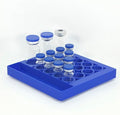Vial Holder for Refrigerator Use | Home Vial Organizer Tray for Peptide– 5"x5"x0.75", Lightweight (8g) (Blue)