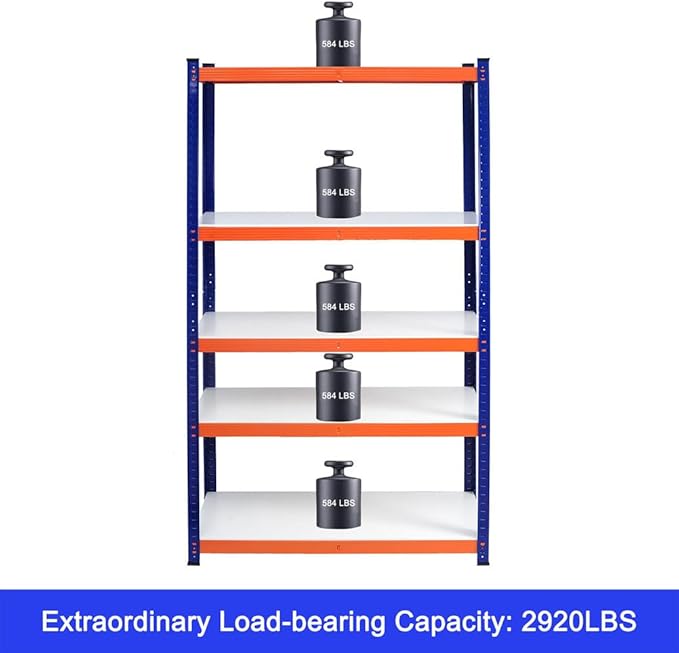 Heavy Duty Garage Storage Shelves, 5-Tier Adjustable Metal Shelving Unit, 3000 lbs Capacity Steel Rack Organizer for Garage, Basement, Pantry, Kitchen, Laundry, Office – 71" Height