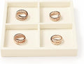 Oirlv Microfiber 4 Grids Stackable Jewelry Display Trays Showcase Jewelry Organizer Storage Trays(Beige)