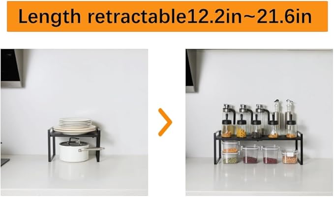 2-Pack Expandable Shelf Organizer for Kitchen Countertop, kitchen organizers and storage，under sink expandable shelf organizer